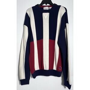 Vintage Ron Chereskin Red Blue White Knit Sweater 100% Cotton Men's Size XL